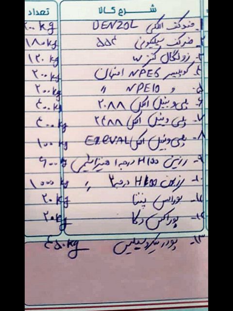 فروش چند نوع مواد شیمیایی سالم و پلمپ