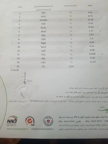 فروش سنگ آهن هماتیت،مگنتیت عیار بالای ۶۰ درصد و معدن سنگ آهن