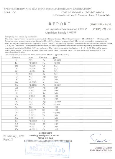 فروش شمش آلومینیوم فوق خالص 99/97%